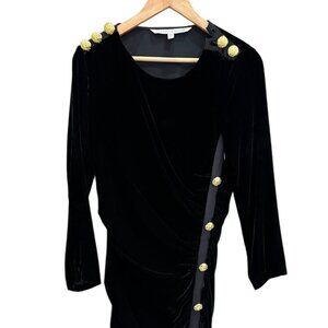 Veronica Beard Ira Button-Embellished Ruched Stretch-velvet Mini Dress - Size 8